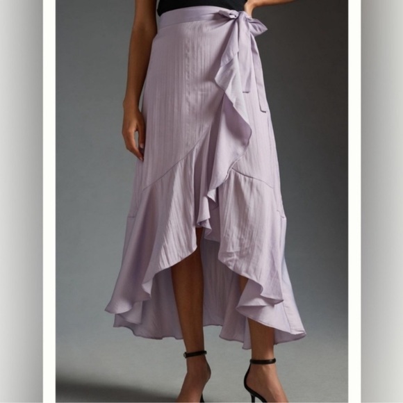 Anthropologie Maeve Lilac Wrap Ruffle Maxi Skirt Size Small - Picture 1 of 6
